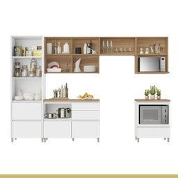 Cozinha 6 Peças 7 Portas 7 Gavetas Nichos Forno Ripado Rainha  100% Mdf - 19