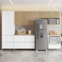 Ver imagem 1 de Cozinha 6 Peças 7 Portas 7 Gavetas Nichos Forno Ripado Rainha 100% MDF Marrom/Branco/Nature
