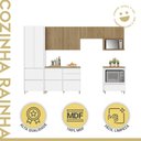 Ver imagem 3 de Cozinha 6 Peças 7 Portas 7 Gavetas Nichos Forno Ripado Rainha 100% MDF Marrom/Branco/Nature