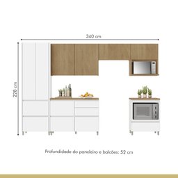 Cozinha 6 Peças 7 Portas 7 Gavetas Nichos Forno Ripado Rainha  100% Mdf - 18