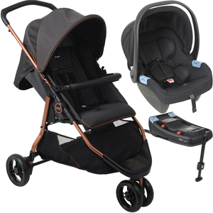 Carrinho Cr3 Gray Cobre com Bebe Conforto Base Isofix Burigotto