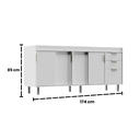 Ver imagem 5 de Balcão de Cozinha 4 Portas de Correr 3 Gaveta 100% MDF 174cm:Branco