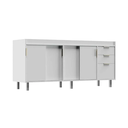 Ver imagem 1 de Balcão de Cozinha 4 Portas de Correr 3 Gaveta 100% MDF 174cm:Branco