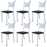 Kit 6 Cadeira para Cozinha Mc Tubular Almofadada Estrutura Branca com Assento Preto Medcombo - 1