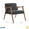 Poltrona Ravena Nogueira Algodão e Polyester Cinza - Ease - 6
