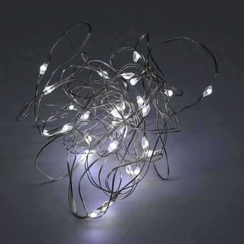 Fio de Luz Fada Cordão de Led 5m 50 Leds a Pilha Taschibra 6500k Branco Frio