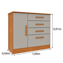 Cômoda 1 Porta 4 Gavetas 104cm Chicago - 3