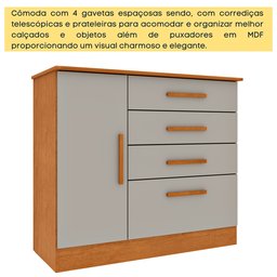 Cômoda 1 Porta 4 Gavetas 104cm Chicago - 5