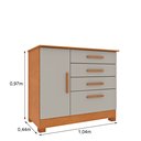 Ver imagem 3 de Cômoda 1 Porta 4 Gavetas com Pés 104cm Chicago