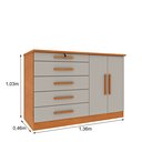 Ver imagem 3 de Cômoda 5 Gavetas 2 Portas 136cm Istambul