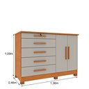Ver imagem 3 de Cômoda 5 Gavetas 2 Portas com Pés 136cm Istambul