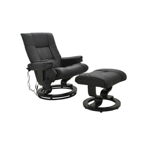 Poltrona de Massagem Minnesota com Puff em Preto e Marrom Vintage - Rivatti
