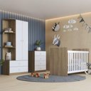 Ver imagem 1 de Quarto Bebê Guarda Roupa 4 Pts Cômoda Berço Sophia Casa 812 Rústico com Branco