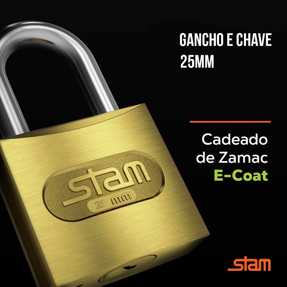 Cadeado 25 Mm Stam Zamac para Bagagens Janelas Armários - 3