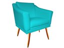 Ver imagem 3 de Kit 2 Poltronas Decorativa Agatha Suede Azul Tifany Pés Madeira Ms Decor