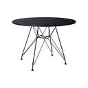 Ver imagem 1 de Mesa Ferro Preto Tampo Redondo Madeira Preto 110Cm