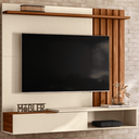 Ver imagem 6 de Home Suspenso Vegas 1,60m Tvs 65'' Nichos Painel Lateral Ripado com Porta Basculante - Perola