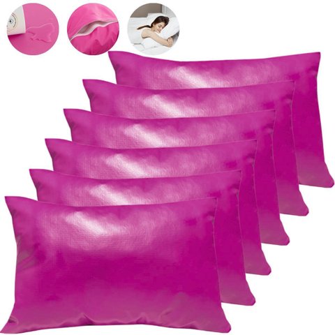 Kit 6 Capas Protetoras de Travesseiro Impermeável Rosa Pink Fechamento em Velcro
