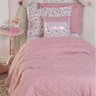 Kit Cobre Leito Girl Solteiro 05 Peças Tecido Percal 180 Fios C/ Almofada - Rosa - 3
