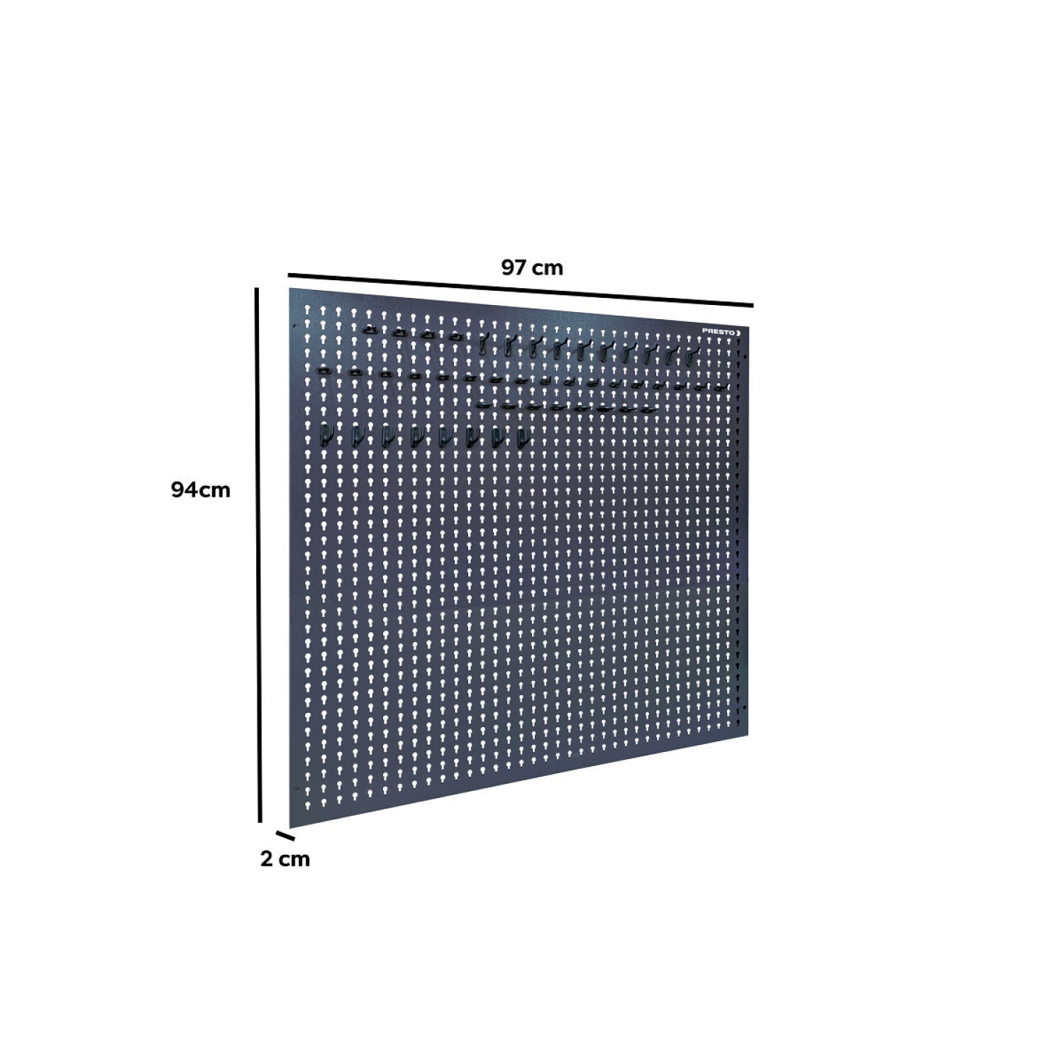 Painel para Ferramentas em aço 970 x 940 mm com 48 Ganchos Plásticos Presto - 2