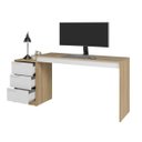 Ver imagem 3 de Mesa Escrivaninha 176,5x78,5cm com 3 Gavetas Mel/Branco BDI98