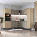 Ver imagem 1 de Cozinha Modulada de Canto Lavinia 16 Portas MDP 8 Pecas Imperial Fume Bege J Carvalho Móveis