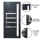 Ver imagem 4 de Porta Pivotante de Alumínio 210 x 100cm com Visor, Friso e Fechadura Digital Linha 30 Esquerda Preto Esquadrias Bergamo
