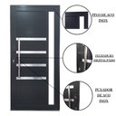 Ver imagem 4 de Porta Pivotante de Alumínio 210 x 120cm com Visor, Friso e Fechadura Digital Linha 30 Direita Preto Esquadrias Bergamo