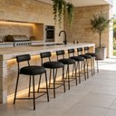 Ver imagem 1 de Banqueta Cozinha Alta com Encosto Industrial Preto Kit 6 Londres PU Preto D03 - D’Rossi
