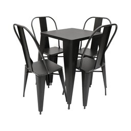 Conjunto Mesa para Bares e Restaurante Industrial Iron Tolix com 4 Cadeiras Preta - 1