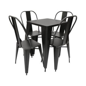 Conjunto Mesa para Bares e Restaurante Industrial Iron Tolix com 4 Cadeiras Preta