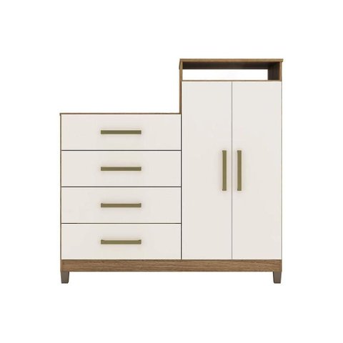 Cômoda de Quarto Áurea C/ 2 Portas 4 Gavetas e Pés Amendola/off White - Demóbile