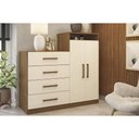 Ver imagem 7 de Cômoda de Quarto Áurea C/ 2 Portas 4 Gavetas e Pés Amendola/off White - Demóbile