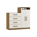 Ver imagem 5 de Cômoda de Quarto Áurea C/ 2 Portas 4 Gavetas e Pés Amendola/off White - Demóbile