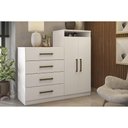 Ver imagem 6 de Cômoda de Quarto Áurea C/ 2 Portas 4 Gavetas e Pés Amendola/off White - Demóbile