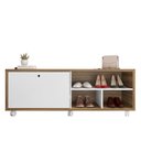 Ver imagem 2 de Sapateira Recamier Porta Basculante com Rodízios Estilo Marrom/Mel/Branco