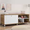 Ver imagem 5 de Sapateira Recamier Porta Basculante com Rodízios Estilo Marrom/Mel/Branco