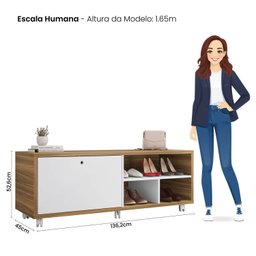 Sapateira Recamier porta basculante com rodízios Estilo - 3