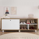 Ver imagem 1 de Sapateira Recamier Porta Basculante com Rodízios Estilo Marrom/Mel/Branco