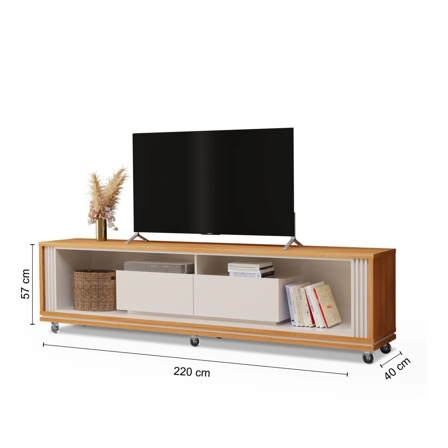 Rack para Tv's até 84 Polegadas Attuale 220cm 2 Gavetas - 3