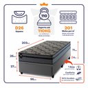 Ver imagem 3 de Conjunto Box Baú Solteirão Montreal Cinza 96x203x71 c/ Molas Ensacadas