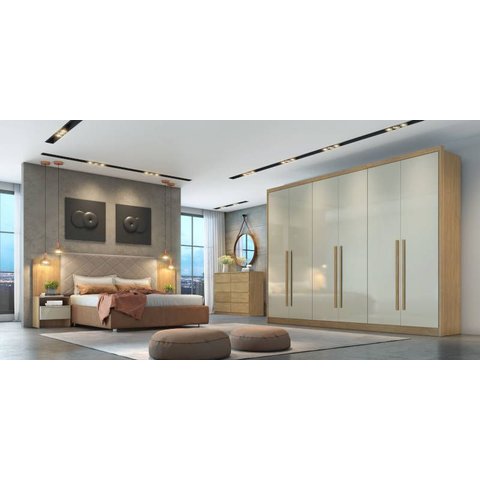 Guarda Roupa Casal 100% Mdf 6 Portas 6 Gavetas - Livorno-cumaru/fendi - Móveis Novo Horizonte