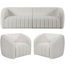 Ver imagem 1 de Kit Sofá 4 Lugares para Sala 252cm com 02 Poltronas Lazio M03 Bouclê Branco - Lyam Decor