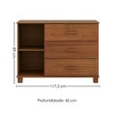Ver imagem 3 de Comoda 3 Gavetas 1 Porta 117 Cm Madeira Macica Taeda 1139c Castanho Festra