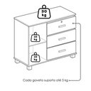 Ver imagem 4 de Comoda 3 Gavetas 1 Porta 117 Cm Madeira Macica Taeda 1139c Castanho Festra