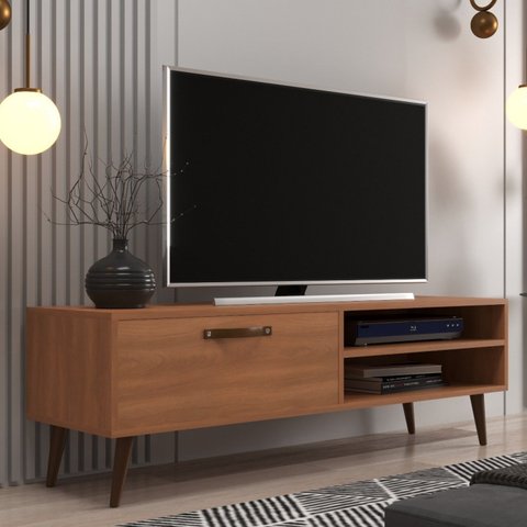 Rack Retrô para TV até 50 Polegadas 125cm Palito Miami Marrom Freijó