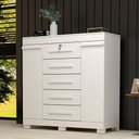 Ver imagem 1 de Cômoda 2 Portas 5 Gavetas 100% MDF 120cm Coleus Espresso Móveis Branco