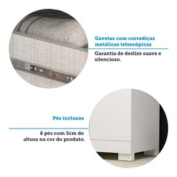 Cômoda 120cm 2 Portas 5 Gavetas 100% Mdf Coleus Espresso Móveis - 5