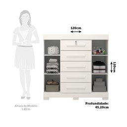 Cômoda 120cm 2 Portas 5 Gavetas 100% Mdf Coleus Espresso Móveis - 4