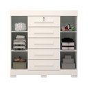 Ver imagem 3 de Cômoda 2 Portas 5 Gavetas 100% MDF 120cm Coleus Espresso Móveis Branco